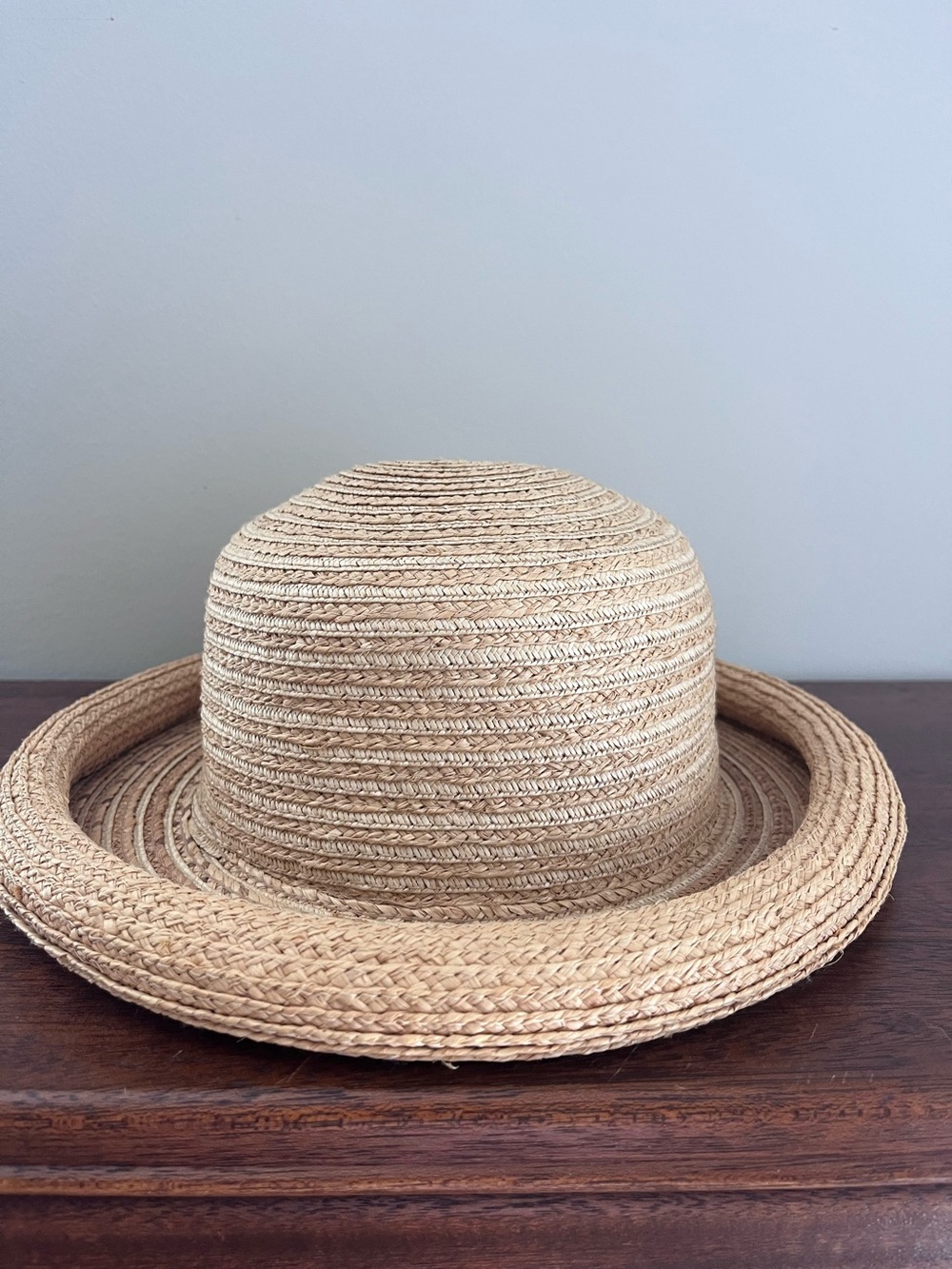 VINTAGE Woven Straw Sun Hat in Natural Beige Banash Boston